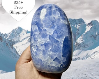 High Quality Blue Calcite Free Forms | Vibrant Light Blue Calcite Self Standing Free Forms | Unique Blue Freeforms | You Pick Crystal!