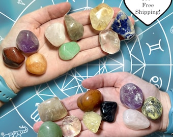 3pc Zodiac Crystal Tumble Sets | 3 Healing Crystals Per Sign | Astrology Crystal Kit  | Horoscope Gift Box