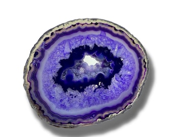5.5"+  Purple Dyed Agate Slices With Acrylic Stand | Crystal for Energy Healing, Meditation, or Spiritual Decor (7A) | You Pick Agate Slice!