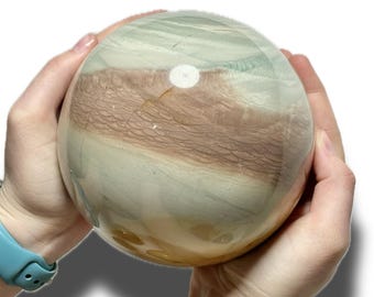 Polychrome Jasper Spheres with Acrylic Stand | Jasper Spheres from Madagascar | Desert Jasper Spheres | Healing Crystal Spheres | You Pick!