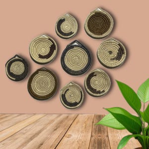 Handmade Woven Baskets | 3&quot;-5&quot; Wall Decor Woven Baskets | Hand Coiled Wall Basket | Cute Baskets for Decor, Jewelry, Trinkets, Gifts