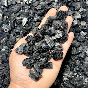 Rough Black Tourmaline Chunks | Witchy Altar Crystals, Grounding Stones | Mini Tourmaline Pieces 0.5"-1" | Halloween Crystals for Protection