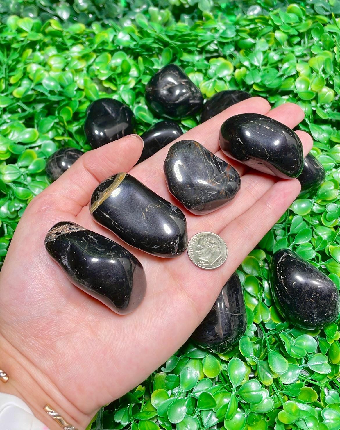 Large Black Onyx Tumble Stones, 3-4 cm Black Onyx Tumbles A Quality