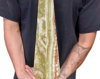 Huge Marbled Green and Brown Onyx 16&#39;&#39; Tower | Home Decor | Healing Crystal | Meditation Tool | Energetic Stone | Feng Shui Decor