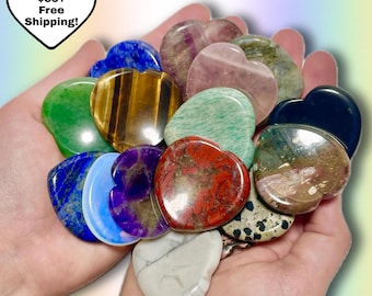 1.5'' Mini Heart Worry Stone | Thumb Meditation Gemstones | Natural Worry Stones for Anxiety Relief | Pocket Comfort Stone | You Pick Stone!