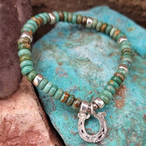 Silver Horseshoe Bracelet, Kingman Turquoise, Luxe Cowgirl Jewelry, Gift for Cowgirl, Southwestern, Heart of a Cowgirl image 3