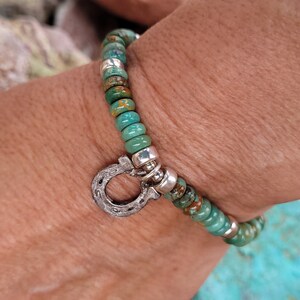 Silver Horseshoe Bracelet, Kingman Turquoise, Luxe Cowgirl Jewelry, Gift for Cowgirl, Southwestern, Heart of a Cowgirl image 2