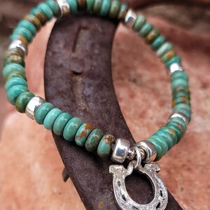 Silver Horseshoe Bracelet, Kingman Turquoise, Luxe Cowgirl Jewelry, Gift for Cowgirl, Southwestern, Heart of a Cowgirl image 5