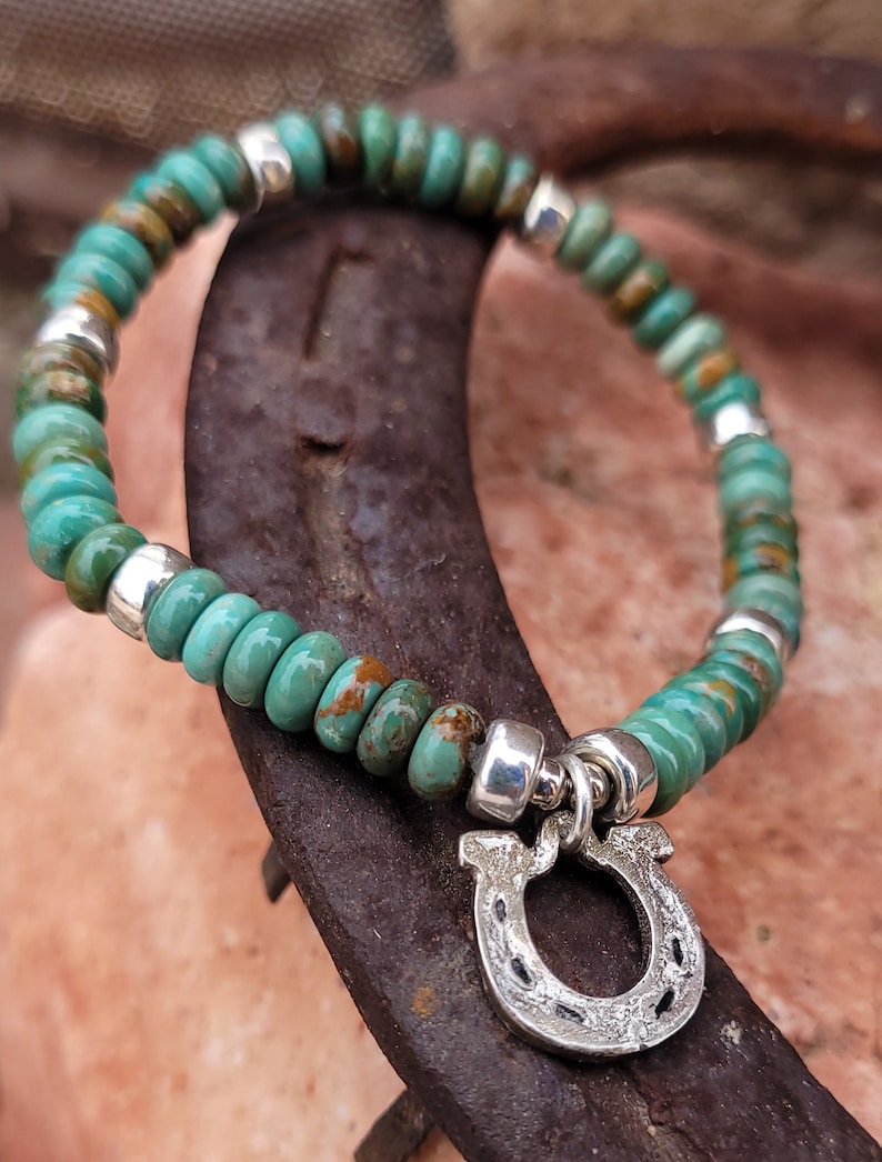 Silver Horseshoe Bracelet, Kingman Turquoise, Luxe Cowgirl Jewelry, Gift for Cowgirl, Southwestern, Heart of a Cowgirl image 5