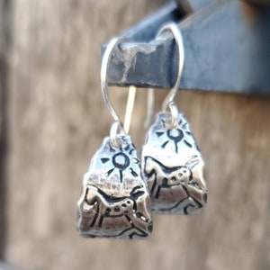 Sterling Silver Horse Earrings, Primitive Horse Jewelry, Small Hoop Earrings, Luxe Cowgirl Jewelry, Horse Mom Gift, Heart of a Cowgirl image 5
