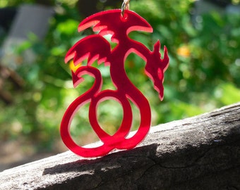 Dragon necklace // choose your color, lasercut, hand drawn, chain necklace, pendant