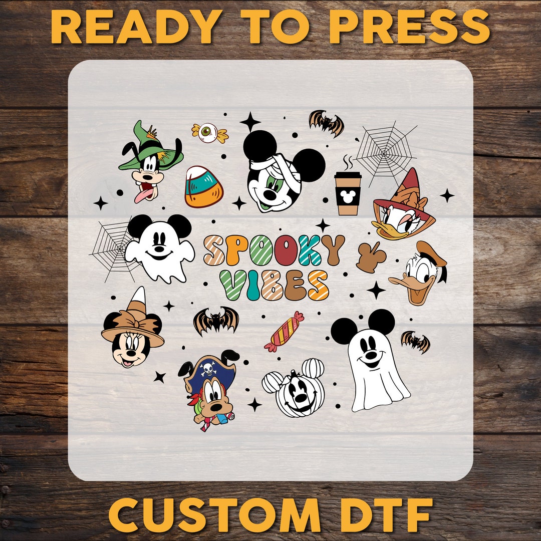Disney Halloween DTF Transfer, Disney Mickey and Friends Halloween Ready to  Press, Disney Spooky Vibes DTF Print, Heat Press, Cold Peel Dtf