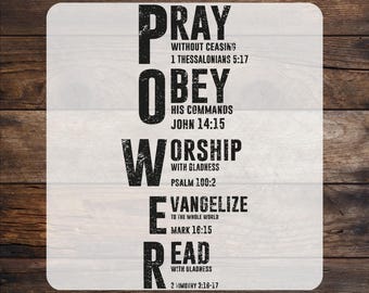 Christian Power DTF Transfer: Pray Obey Worship Evangelize Read - Ready To Press