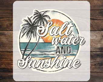 Salt Water Sunshine DTF Transfer: Retro Summer Ready To Press, Summer Shirt Design