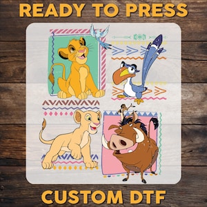 Retro 90s Disney Lion King Simba And Timon DTF Transfer, Lion King Ready To Press, Hakuna Matata DTF Print, Heat Press DTF, Cold Peel Dtf