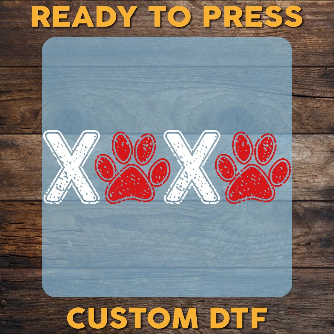 XOXO Paw Print DTF Transfer - Dog Valentine's Day Heat Press - Etsy