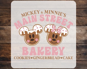 Mickey and Minnie Gingerbread Bakery DTF Transfer, Disney Christmas Ready To Press