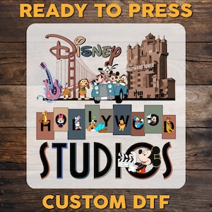 Hollywood Studios Disney DTF Transfer, Mouse and Friends Ready To Press, Disneyworld Full Color DTF Print, Heat Press DTF, Cold Peel Dtf