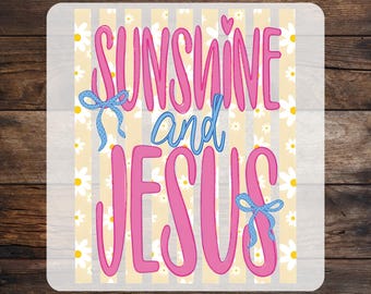 Jesus Summer DTF Transfer, Preppy Sunshine Ready To Press, Religious Tee Shirt