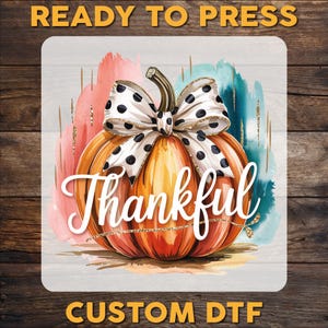 Colorful Coquette Pumpkin DTF Transfer, Girly Fall Pumpkin Ready To Press, Thankful DTF Print, Autumn Pumpkin Heat Press DTF, Cold Peel Dtf