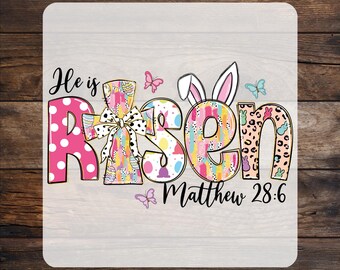 Christian Coquette Easter DTF Transfer, He is Risen Ready To Press, Bunny Ears