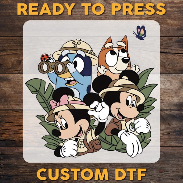 Disney Blue Dog Safari DTF Transfer, Animal Kingdom Mickey Ready To Press, Disneyland Shirt