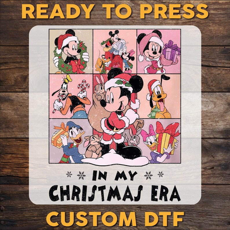 Retro Disney in My Christmas Era DTF Transfer, Mickey and Friends