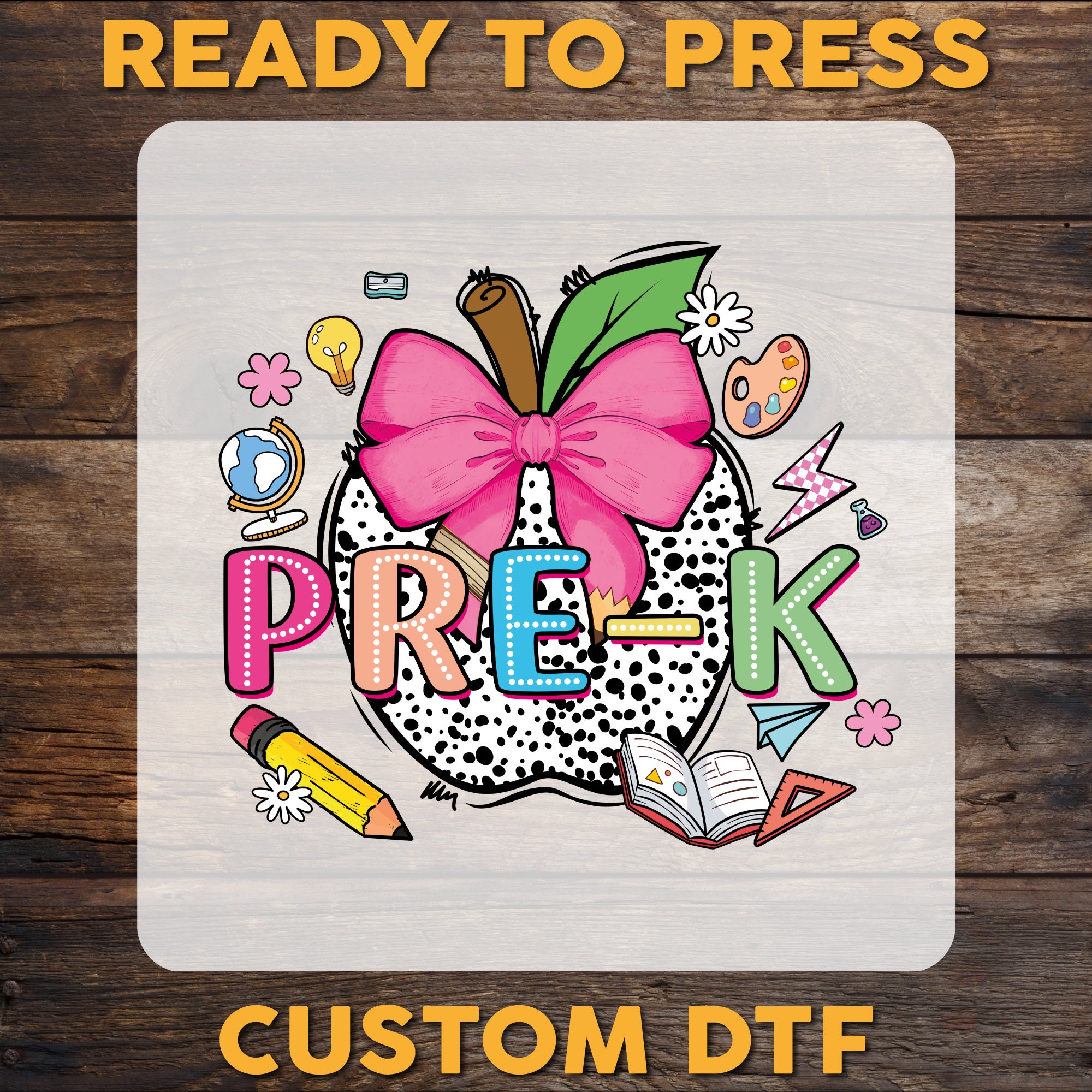 Retro Pre-k Back to School DTF Transfer, Pre-k Teacher  Ready To Press, First Day Of School Full Color DTF Print, Heat Press, Cold Peel Dtf