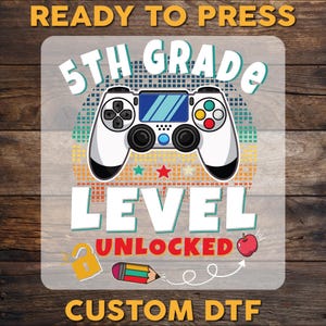 Retro Back to School DTF Transfer, Fifth Grade Ready To Press, First Day Of School DTF Print, Teacher Heat Press, School Cold Peel Dtf