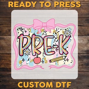 Pink Brushstroke Pre-K DTF Transfer: Back to School Heat Press