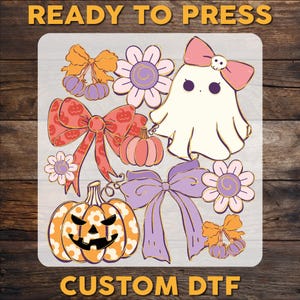 Coquette Halloween Bow DTF Transfer: Funny Ghost Ready To Press Heat Transfer