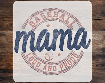 Baseball Mama Loud And Proud DTF Transfer: Retro Faux Stitching Ready To Press