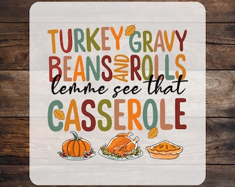 Thanksgiving Dinner DTF Transfer, Casserole Design Ready to Press