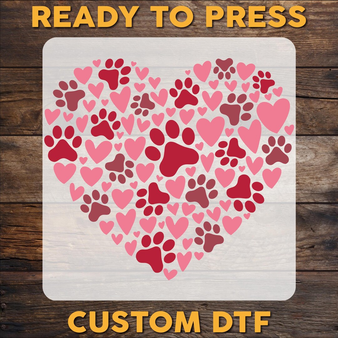 Valentine Dog Paw Heart DTF Transfer, Ready to Press - Etsy