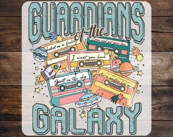 Retro Guardians Galaxy DTF Transfer: Cassette Tape, Ready To Press, Full Color Print