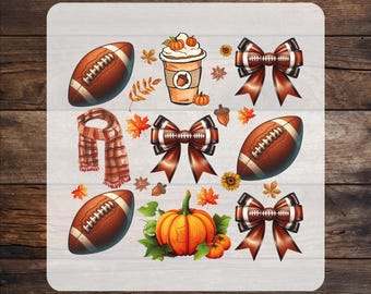 Coquette Fall Football DTF Transfer, Autumn Pumpkin Spice Ready To Press Dtf