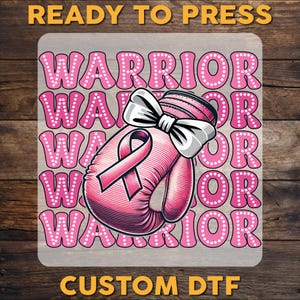 Breast Cancer Warrior DTF Transfer: Pink Boxing Gloves, Ready To Press