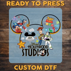 Hollywood Studios Disney DTF Transfer, Mouse and Friends Ready To Press, Disneyworld Full Color DTF Print, Heat Press DTF, Cold Peel Dtf