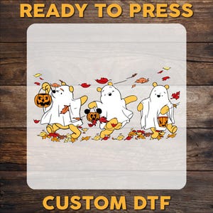 Retro Pooh Ghost Halloween DTF Transfer, Disney Halloween Ready To Press, Winnie the Pooh Ghost DTF Print, Heat Press DTF, Cold Peel Dtf