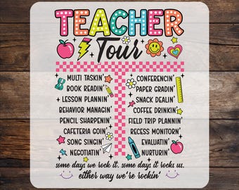 Retro Teacher DTF Transfer: ABCD Teacher Tour Ready To Press, Elementary School Print