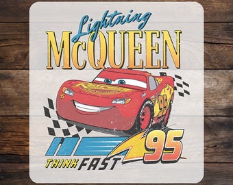 Lightning McQueen Disney DTF Transfer, Fast Cars, Ready To Press, Cold Peel