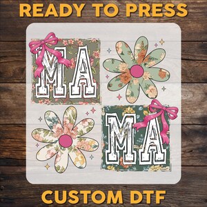Floral Mama Coquette Bow DTF Transfer, Mama Flower Ready To Press, Preppy Mama DTF Print, Mama Floral Heat Press DTF Transfer, Cold Peel Dtf