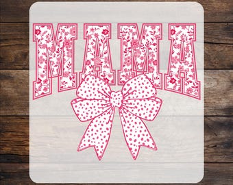 Pink Mama Chinoiserie Bow DTF Transfer -Mother's Day Ready To Press