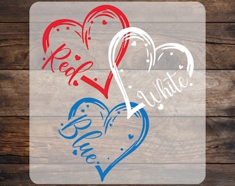 Red White Blue Heart DTF Transfer: 4th of July, Heat Press, Dtf Print