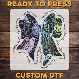 Halloween Coquette Bow DTF Transfer: Spooky Season Heat Press Print