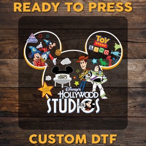 Hollywood Studios Disney DTF Transfer, Mouse and Friends Ready To Press, Disneyworld Full Color DTF Print, Heat Press DTF, Cold Peel Dtf