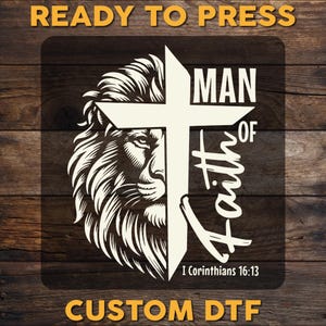 Lion of Judah DTF Transfer: Man of Faith Heat Press Print