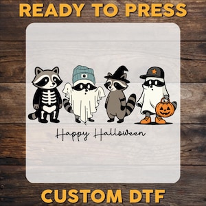 Halloween Raccoon DTF Transfer, Spooky and Feral Raccoon Ready To Press, Happy Halloween DTF Print, Raccoon Heat Press DTF, Cold Peel Dtf