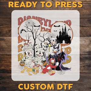 Retro Disney Halloween DTF Transfer, Disneyland Halloween Ready To Press, Mouse and Friends DTF Print, Disneyworld Heat Press, Cold Peel Dtf