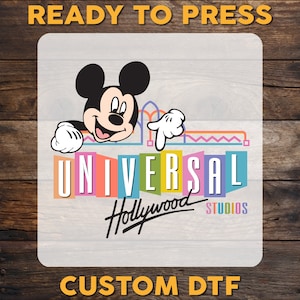 Universal Hollywood Studios Disney DTF Transfer, Mickey Mouse Ready To Press, Disneyworld Full Color DTF Print, Heat Press DTF,Cold Peel Dtf